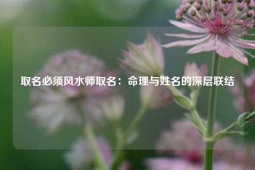 取名必须风水师取名：命理与姓名的深层联结