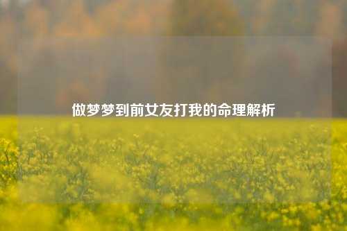 做梦梦到前女友打我的命理解析